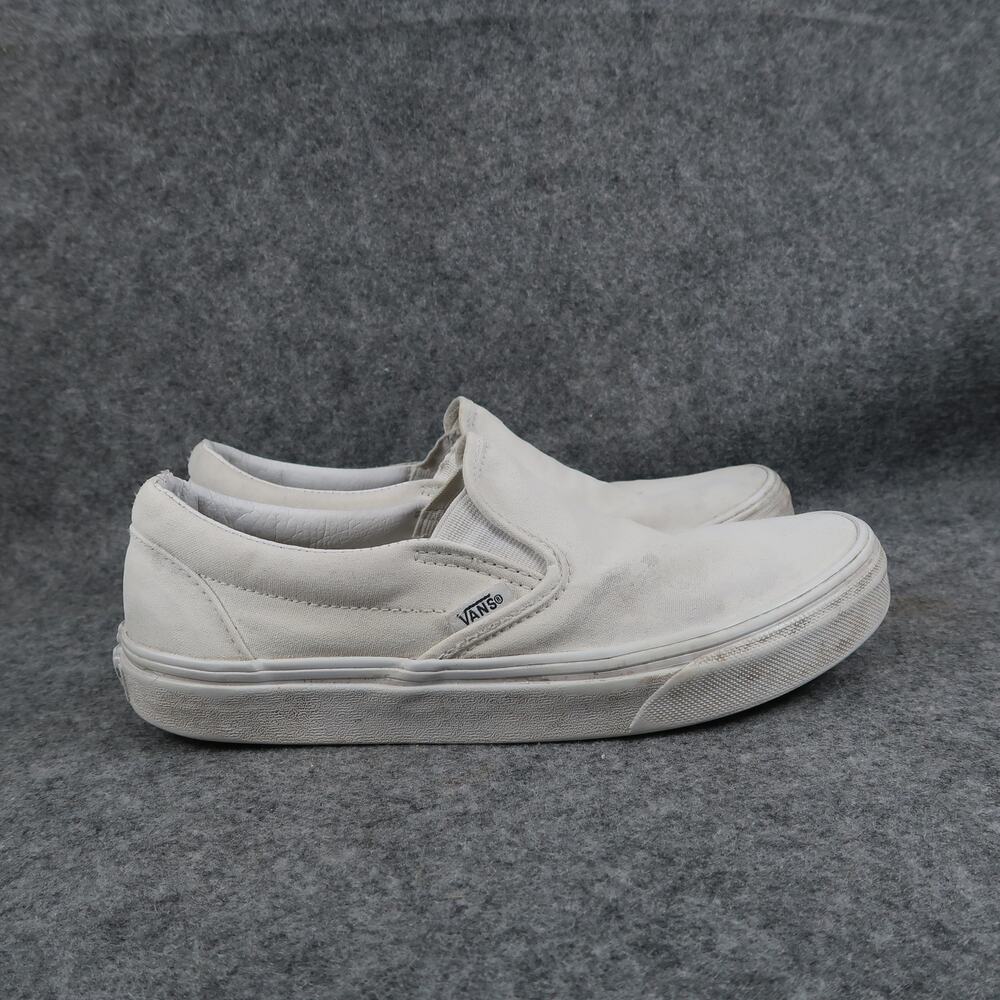 Vans Shoes Womens 8 Classic Slip On Sneakers Casual Canvas White Trainer